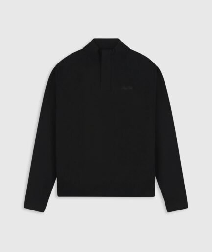 PURE PATH FLAT KNIT HIDDEN HALF-ZIP SWEATER BLACK 26030807