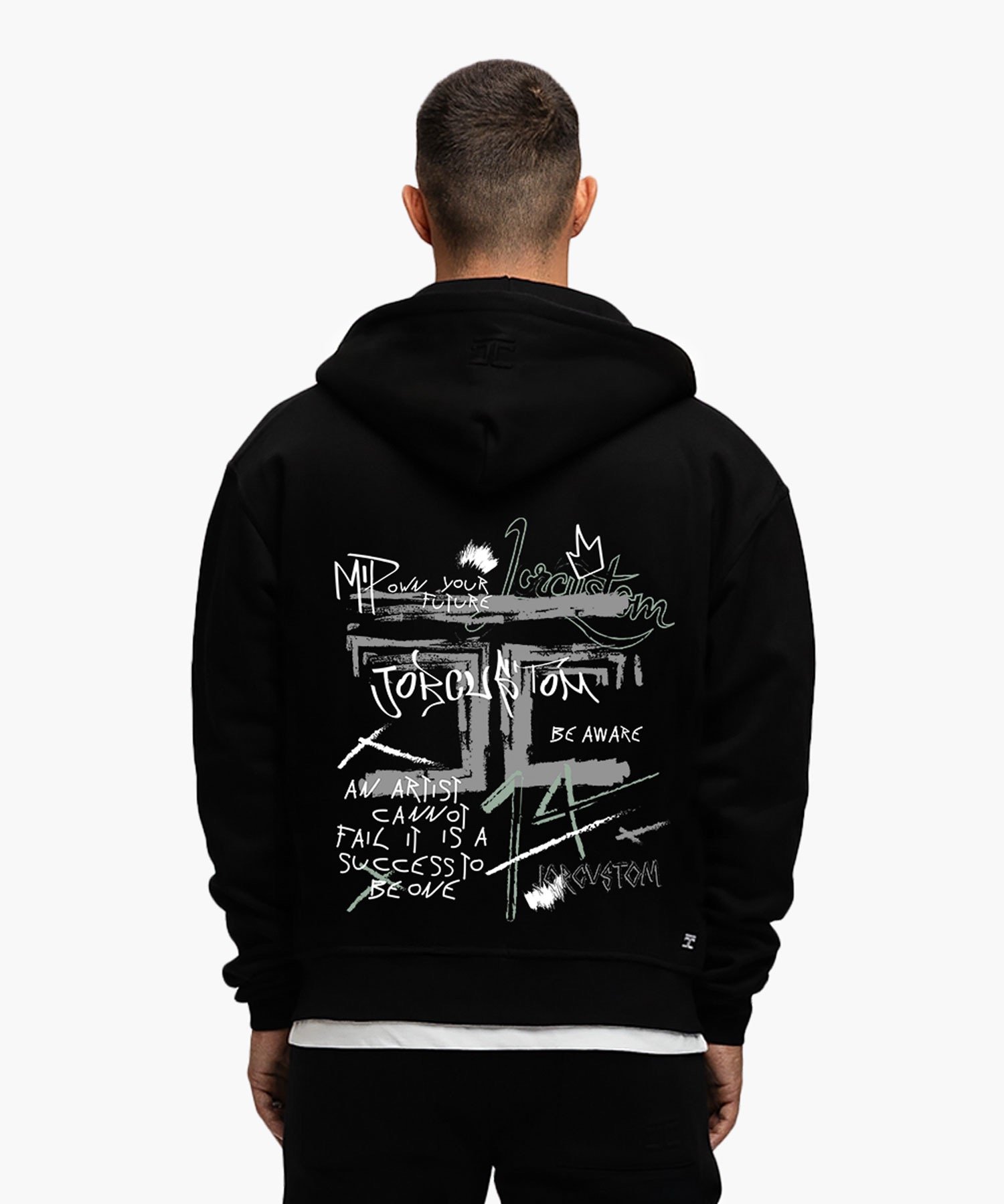 JORCUSTOM ARTIST FLEECE ZIPPED HOODIE BLACK