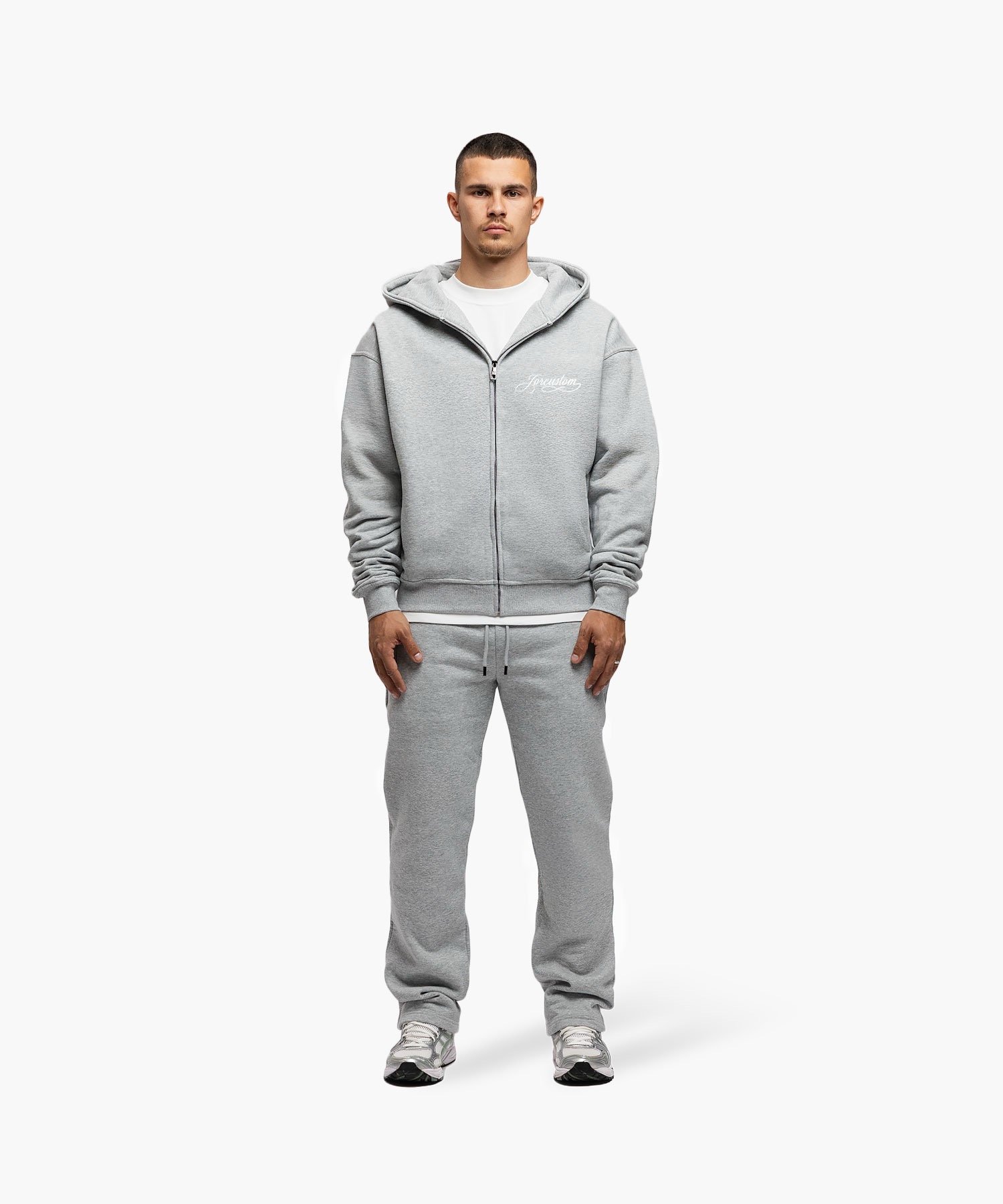 JORCUSTOM RACEAGAINSTNATURE FLEECE ZIPPED HOODIE GREYMELANGE