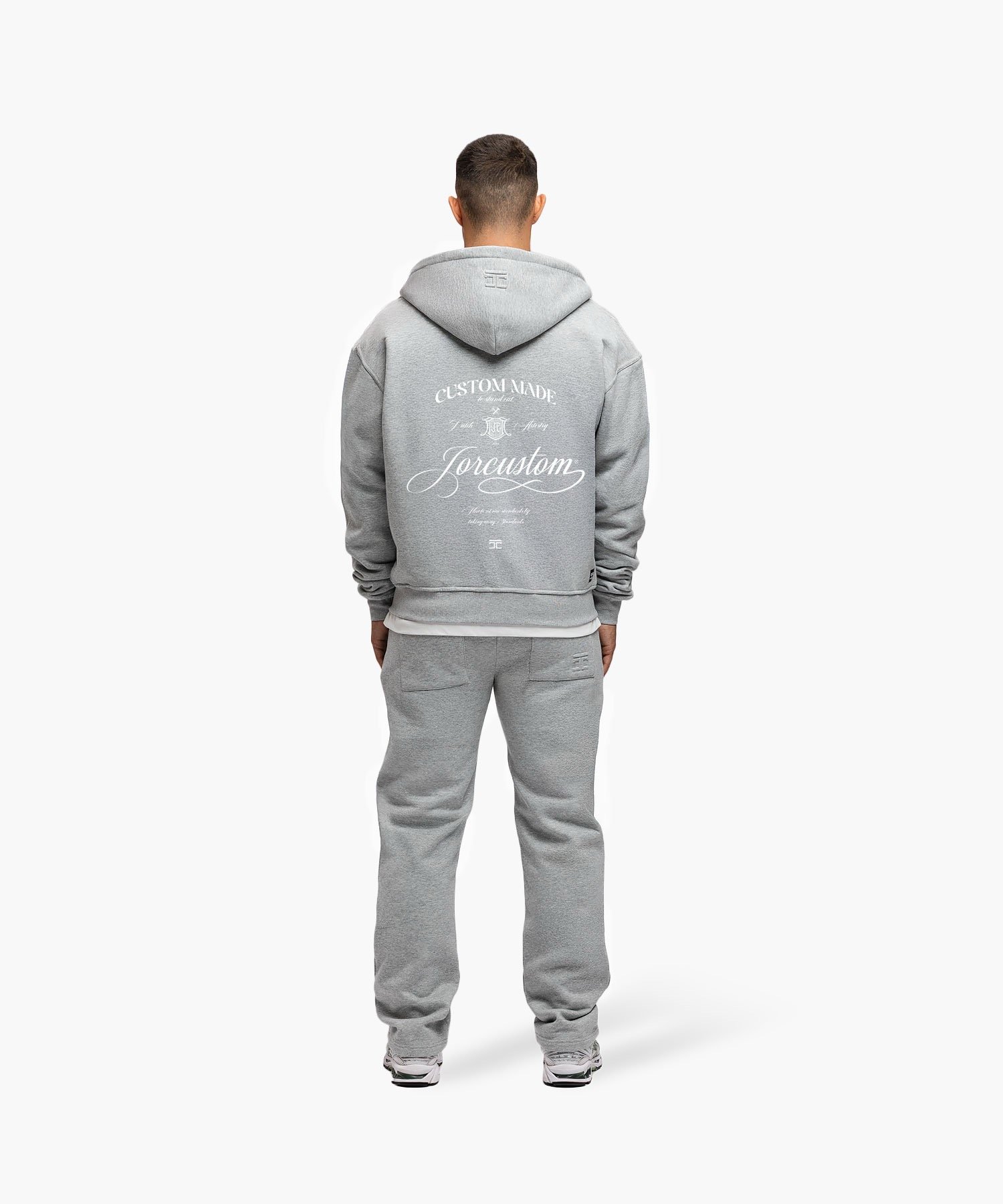 JORCUSTOM RACEAGAINSTNATURE FLEECE ZIPPED HOODIE GREYMELANGE