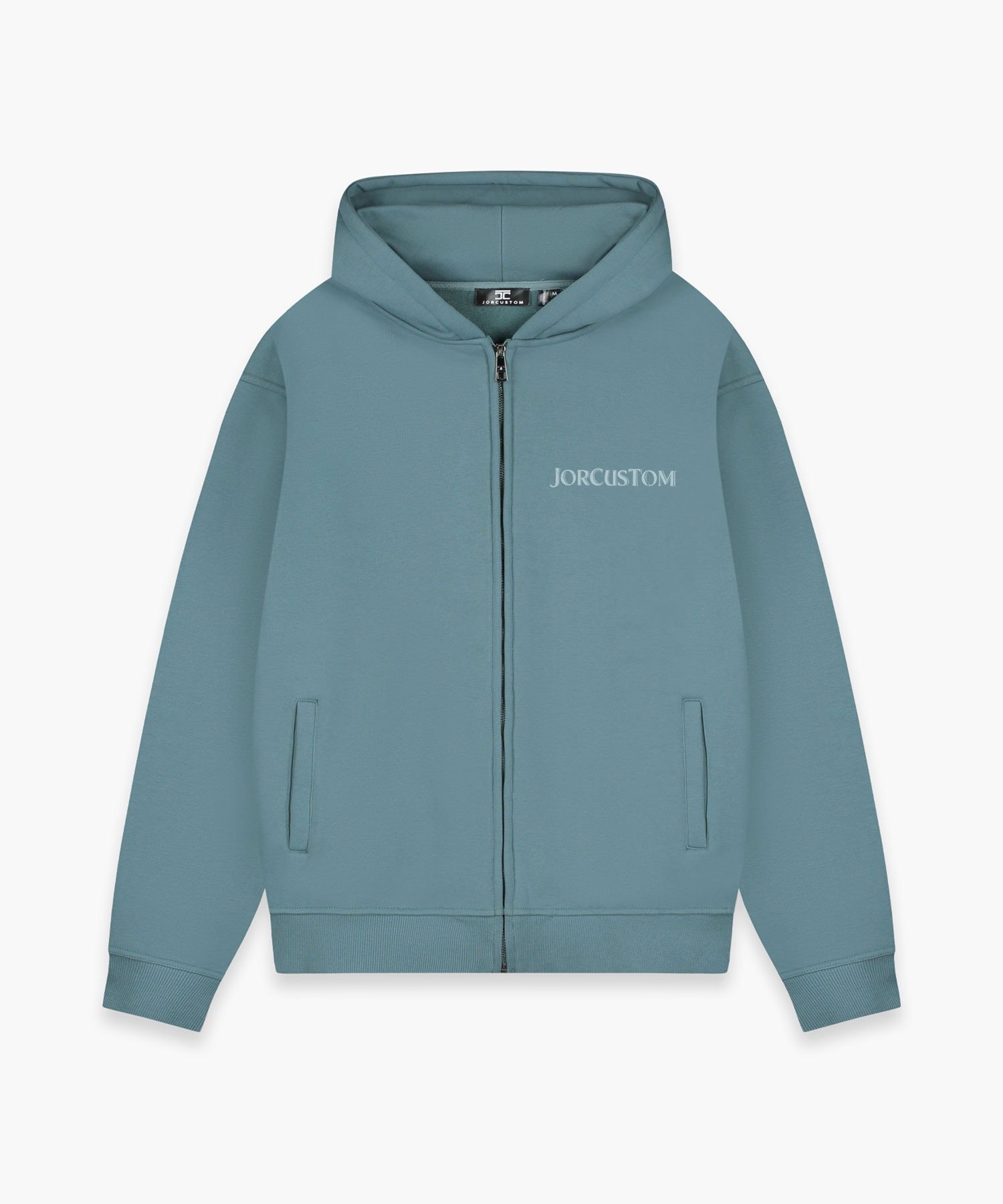 JORCUSTOM RIBBON FLEECE ZIPPED HOODIE OCEANBLUE