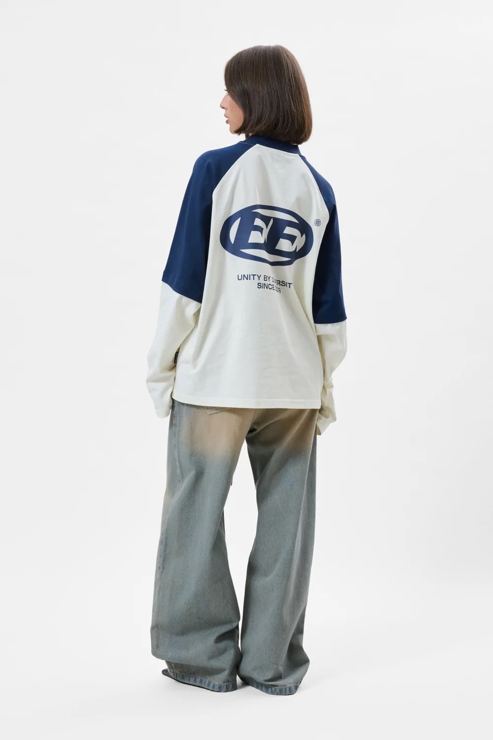EQUALITÉ DANTE DOUBLE LAYER LONGSLEEVE TEE OFF-WHITE & NAVY