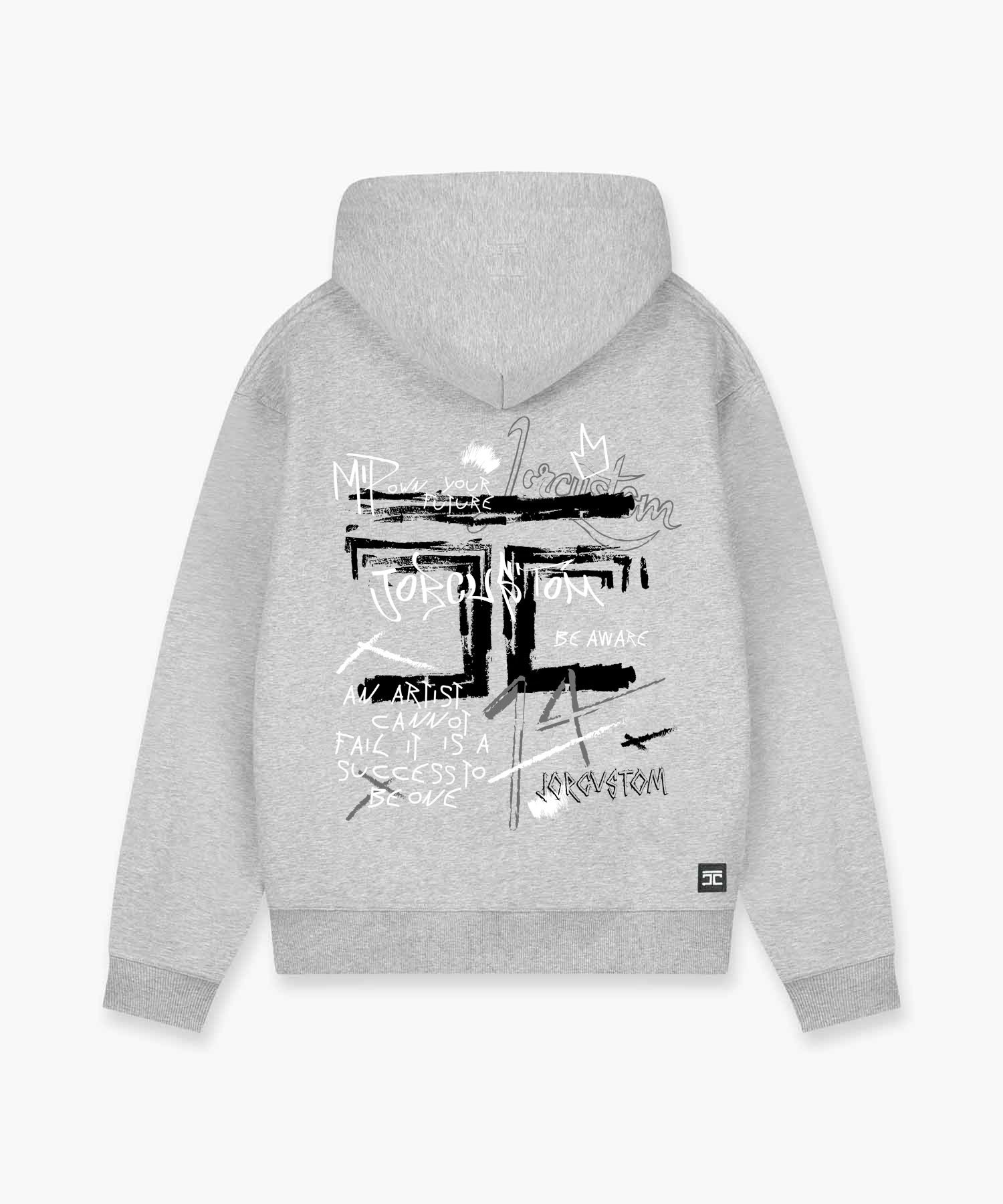 JORCUSTOM ARTIST FLEECE OVERSIZED HOODIE GREYMELANGE
