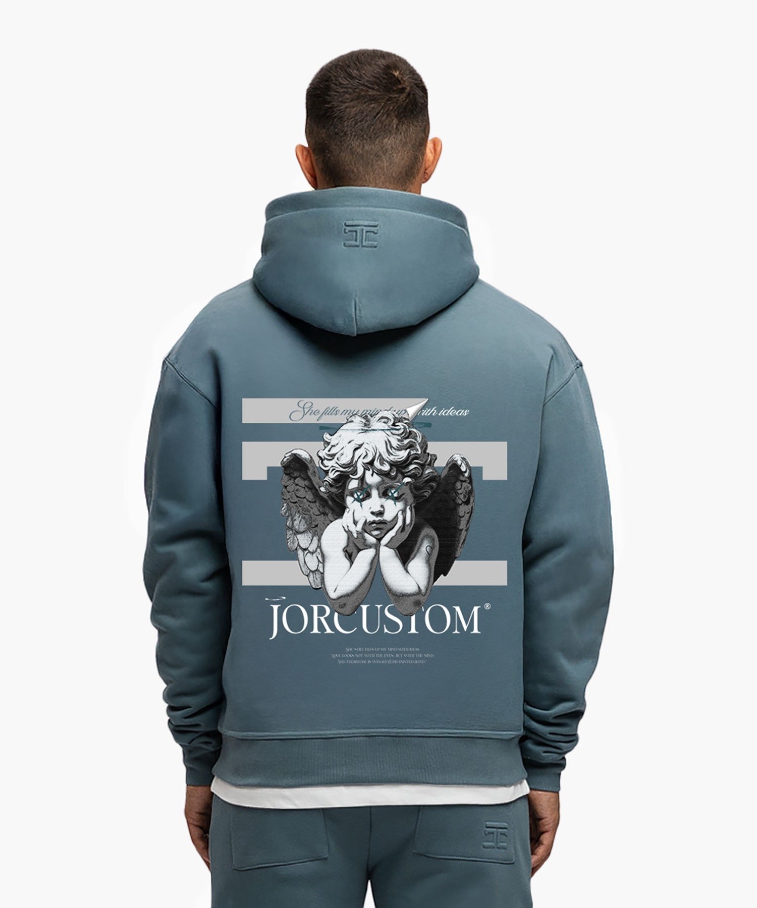 JORCUSTOM ANGEL2.0 FLEECE OVERSIZED HOODIE OCEANBLUE
