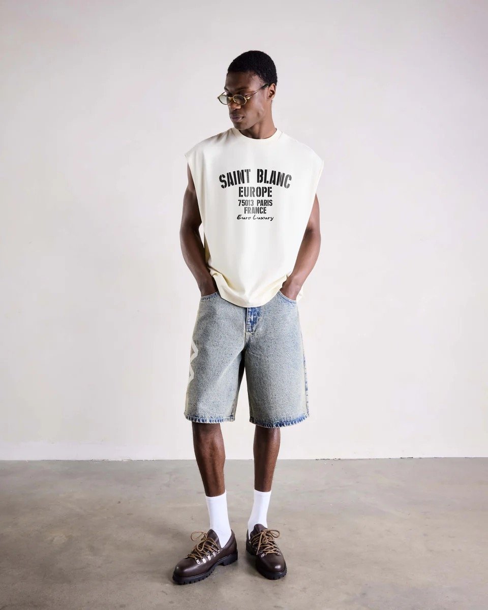 SAINT BLANC EURO LUXURY SLEEVELESS SHIRT OFF WHITE
