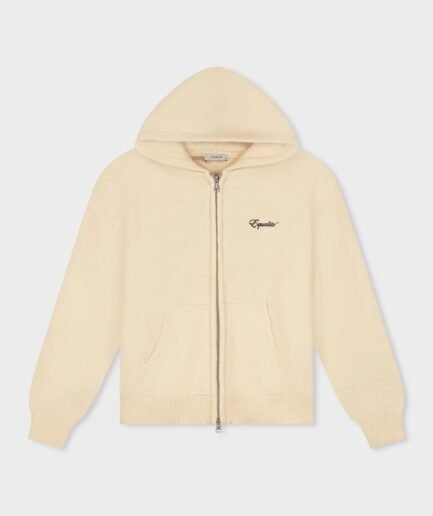 EQUALITÉ: FLUFFY KNIT FULL ZIP HOODIE OFF-WHITE