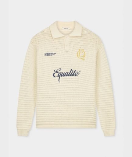 EQUALITÉ: HERITAGE RIB KNIT POLO OFF-WHITE