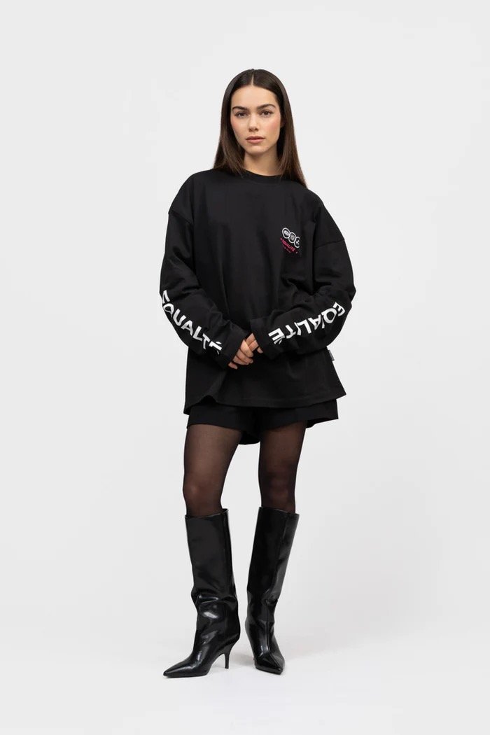 EQUALITÉ: UNIVERSE LONGSLEEVE TEE BLACK & PINK