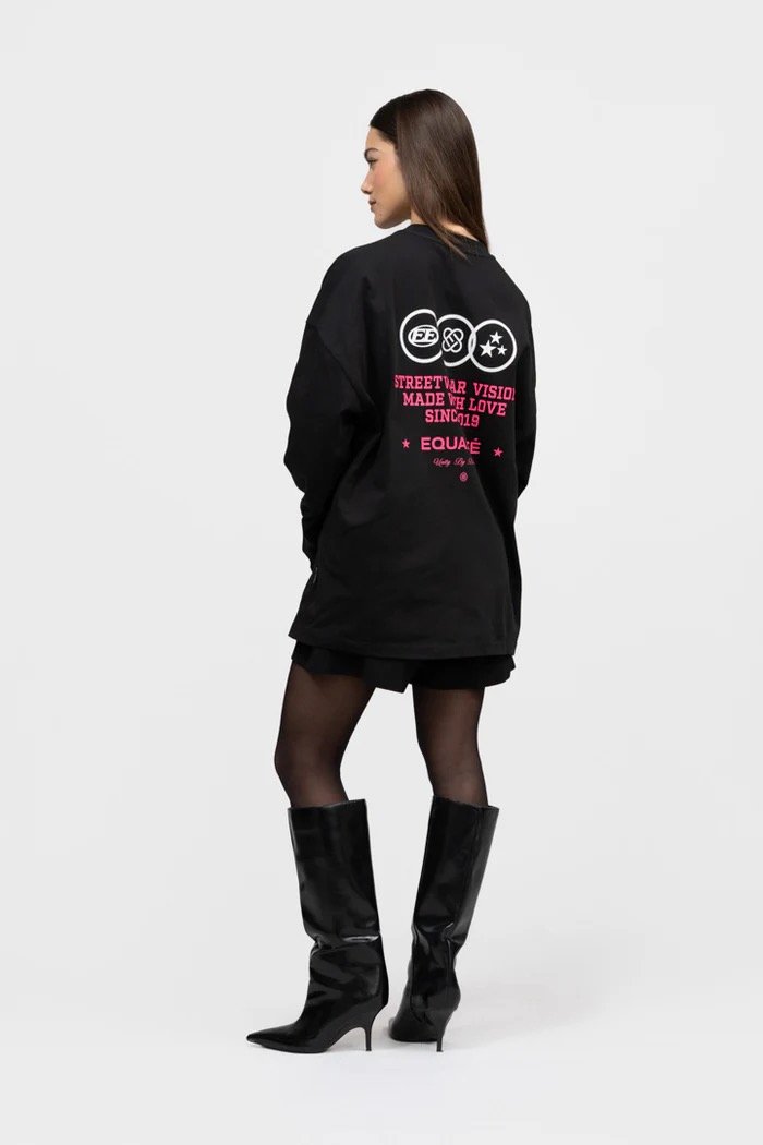 EQUALITÉ: UNIVERSE LONGSLEEVE TEE BLACK & PINK
