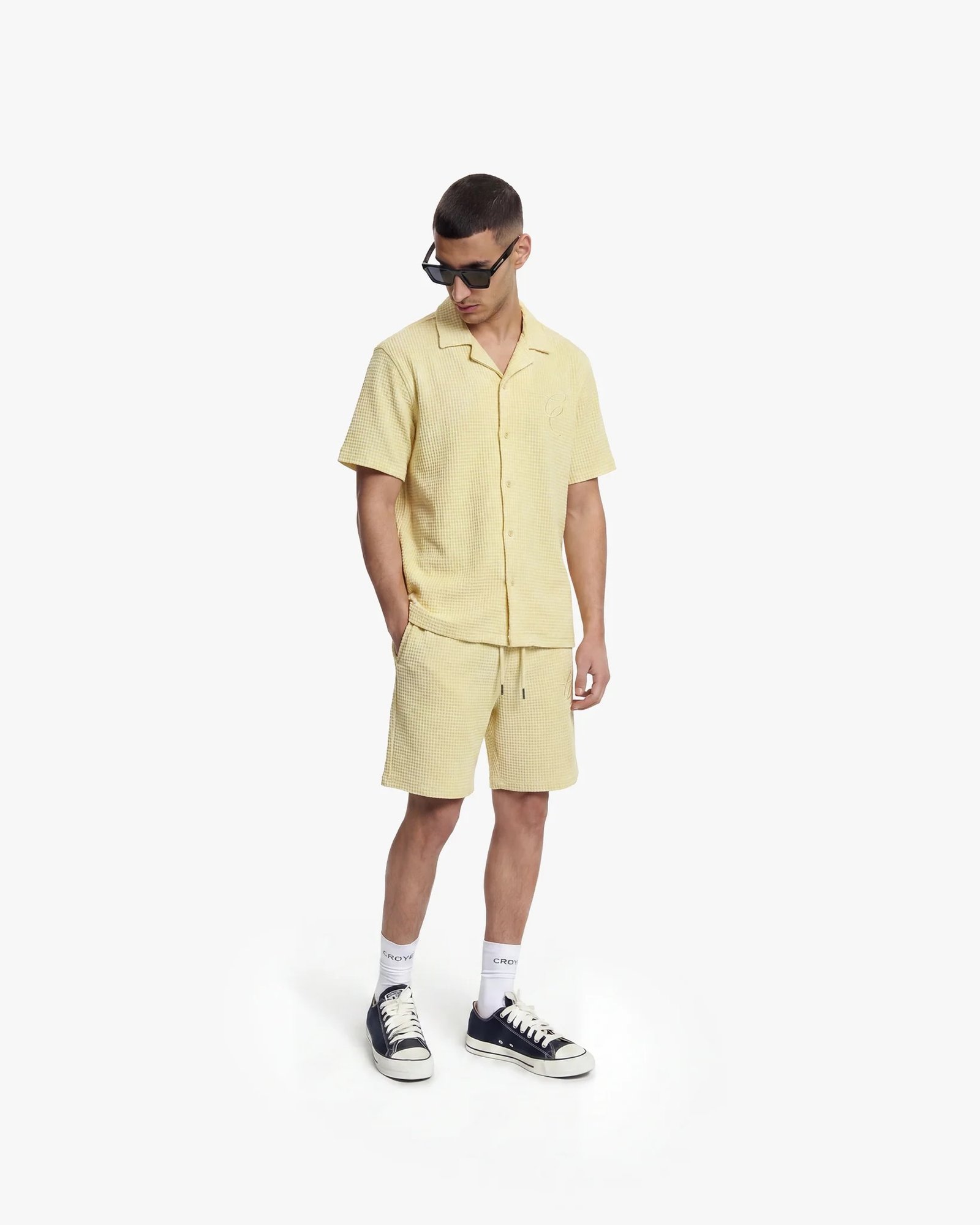 Croyez Initial Waffle Shirt | Butter Yellow