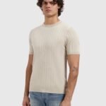 PURE PATH DROP-NEEDLE KNIT T-SHIRT 26010808 SAND