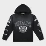 EQUALITÉ COLLEGE OVERSIZED HOODIE BLACK WASHED