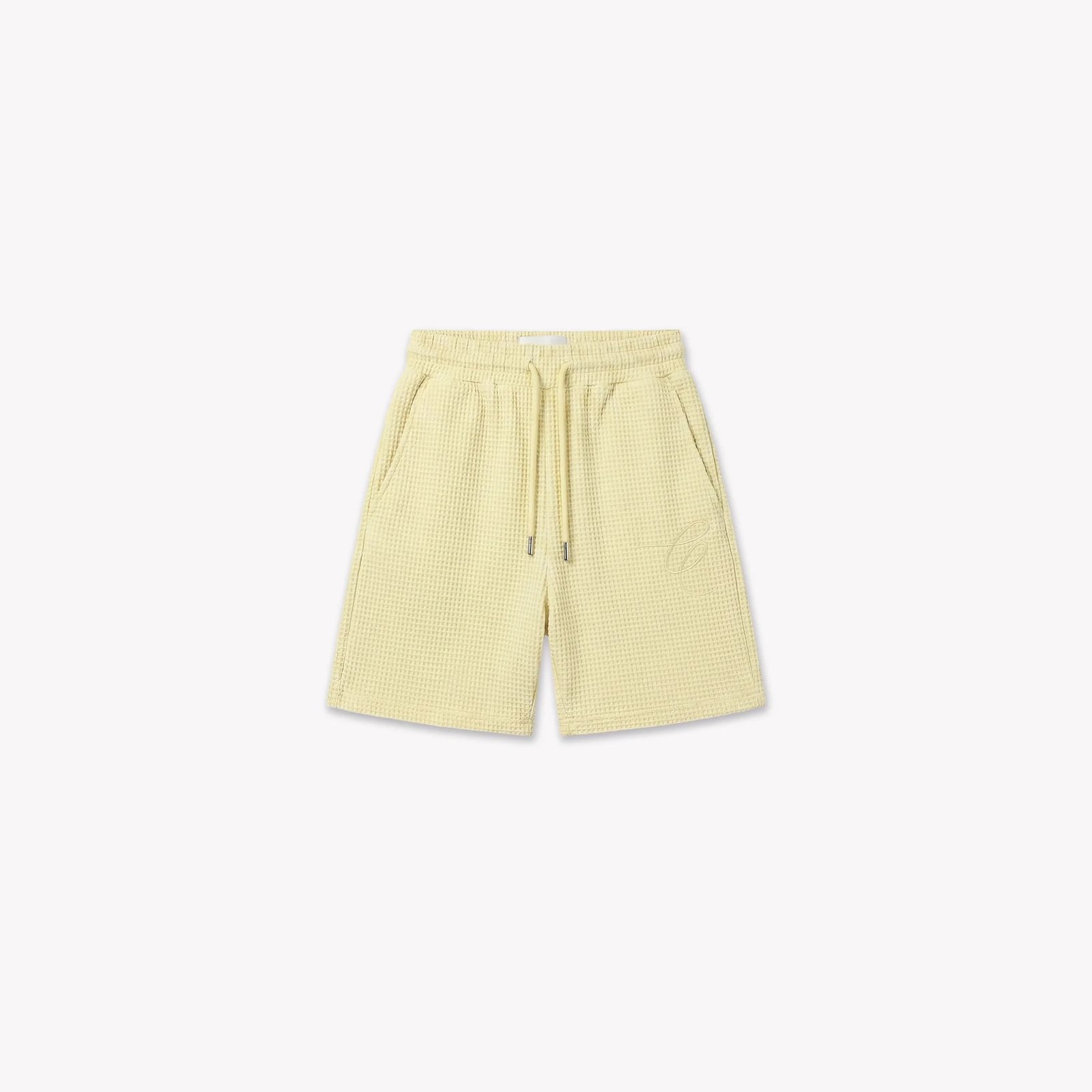 Croyez Initial Waffle Shorts | Butter Yellow