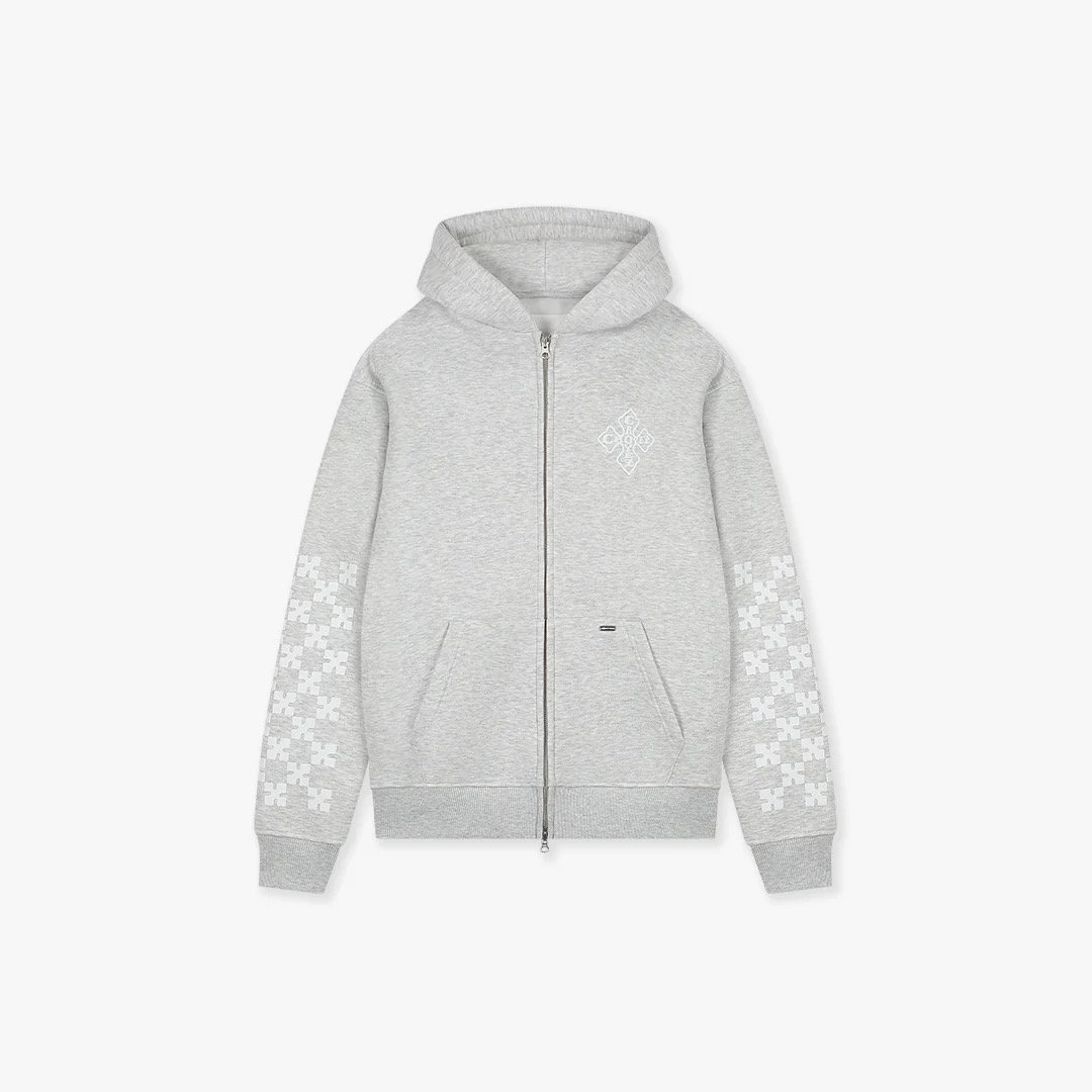 Croyez Cross Zip Hoodie | Grey Melange