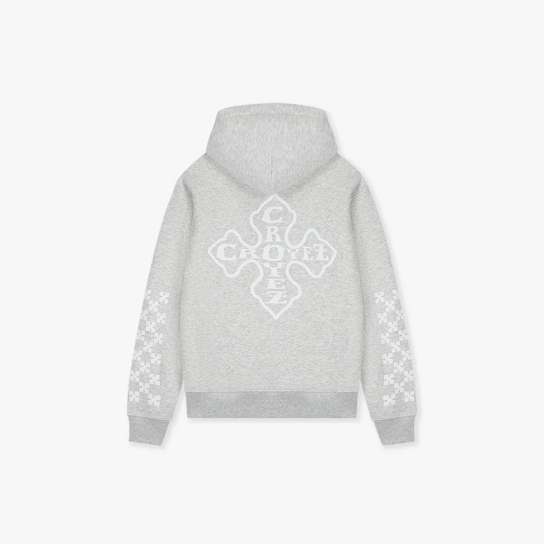Croyez Cross Zip Hoodie | Grey Melange