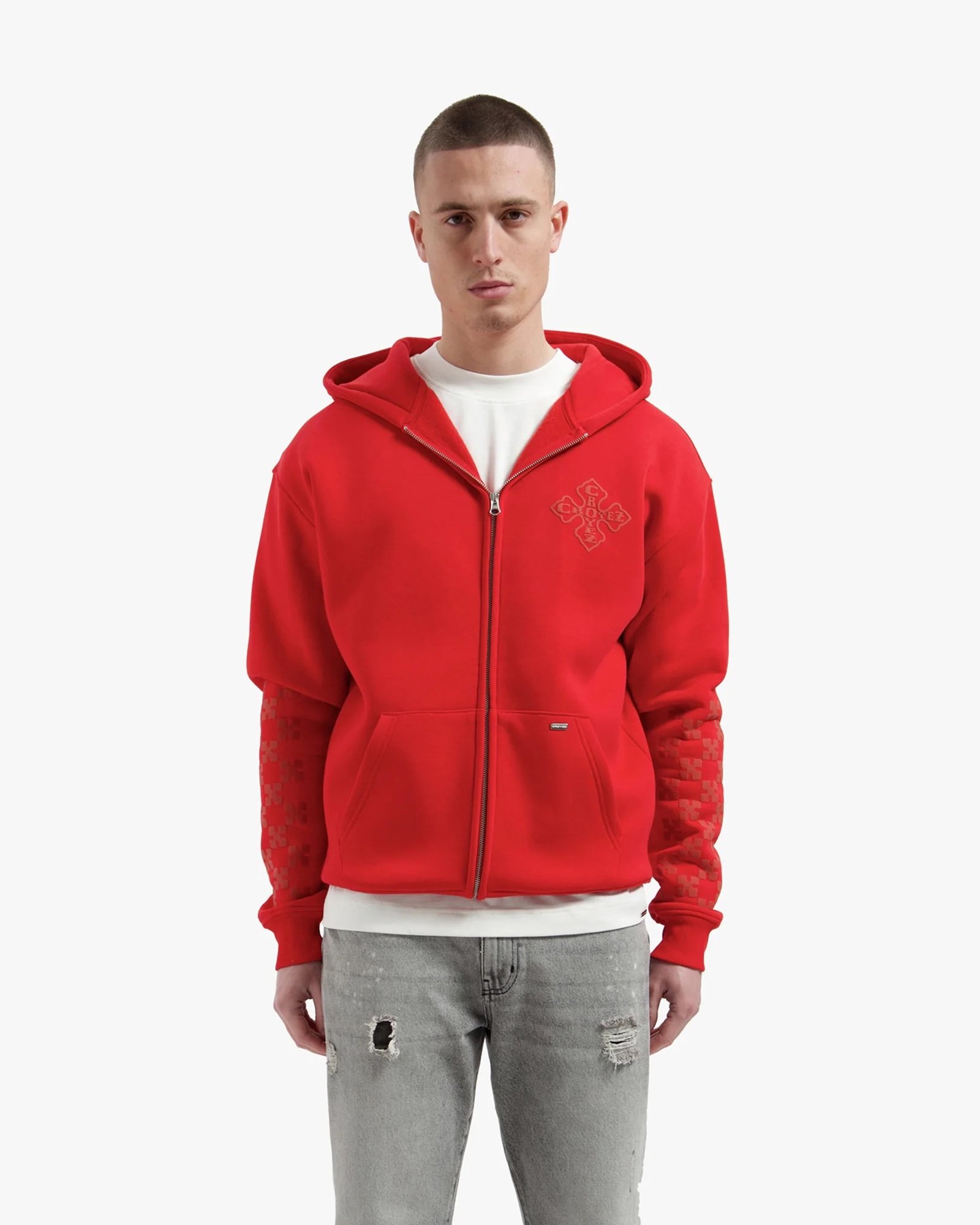 Croyez Cross Zip Hoodie | Red