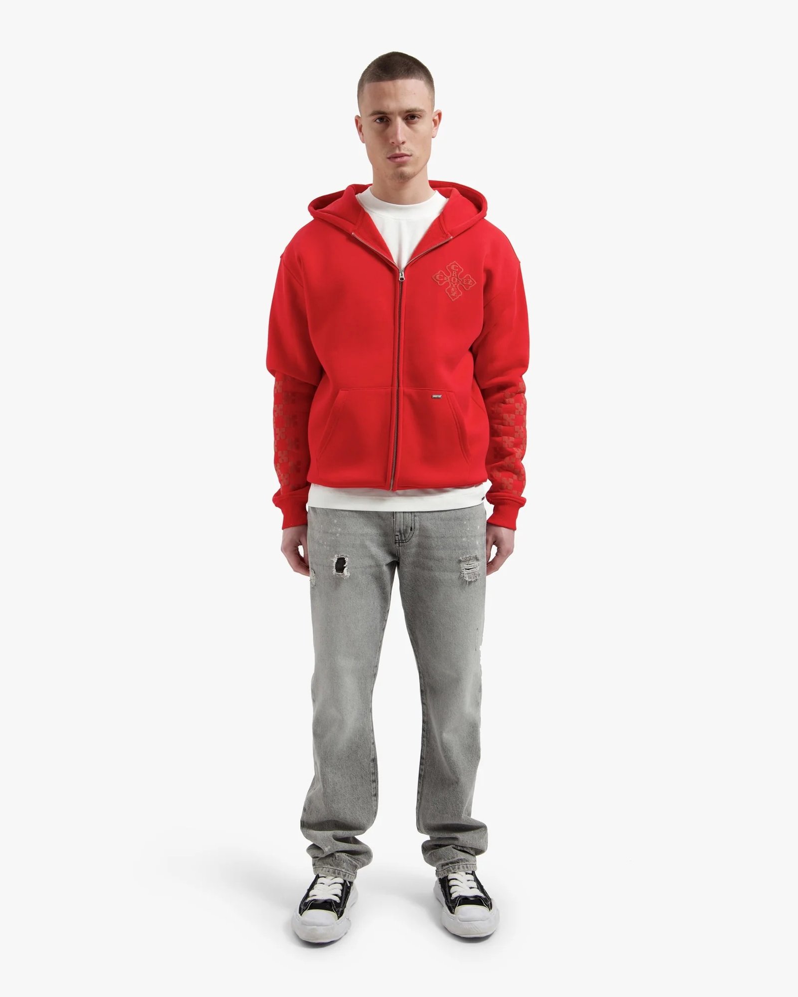 Croyez Cross Zip Hoodie | Red