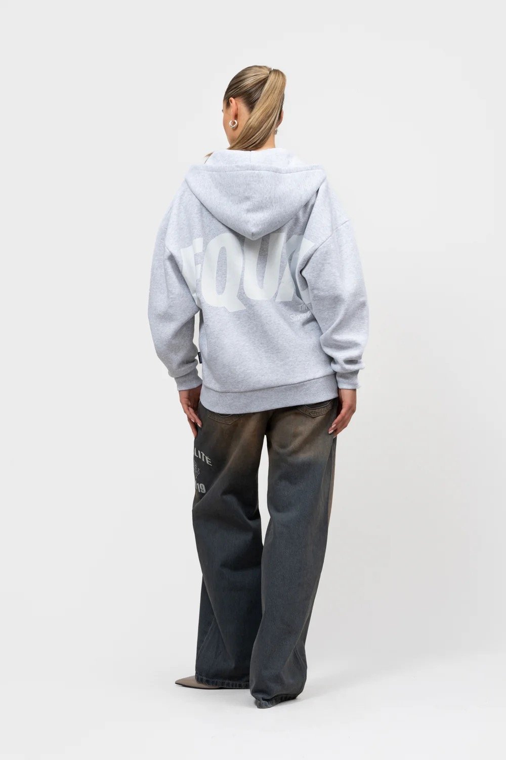EQUALITÉ ELIA OVERSIZED FULL ZIP HOODIE MELANGE GREY