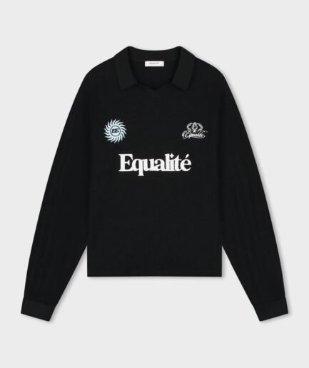 EQUALITÉ ASH KNIT LONGSLEEVE POLO BLACK