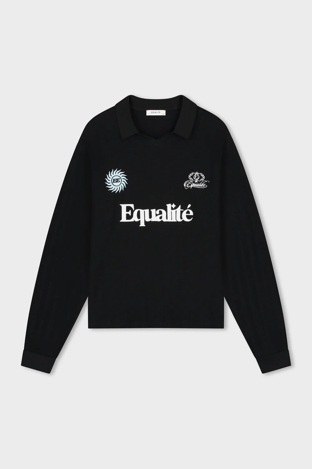 EQUALITÉ ASH KNIT LONGSLEEVE POLO BLACK