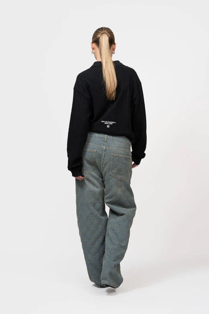 EQUALITÉ ASH KNIT LONGSLEEVE POLO BLACK