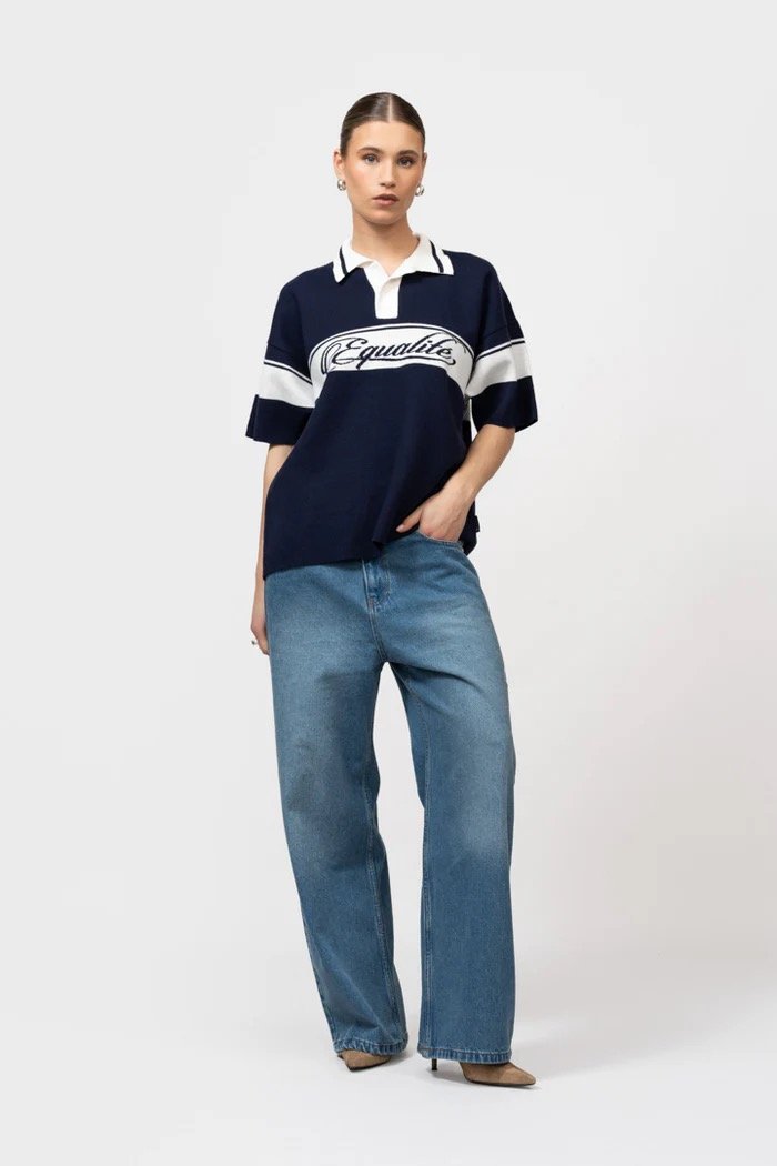 EQUALITÉ JADEN KNIT POLO NAVY