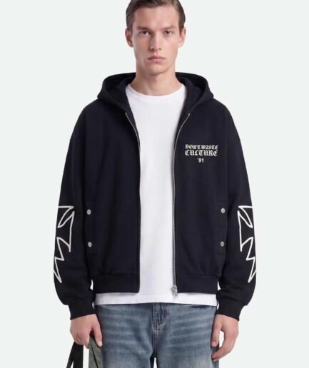 DON'T WASTE CULTURE VELO ZIPPER HOODIE | BLACK