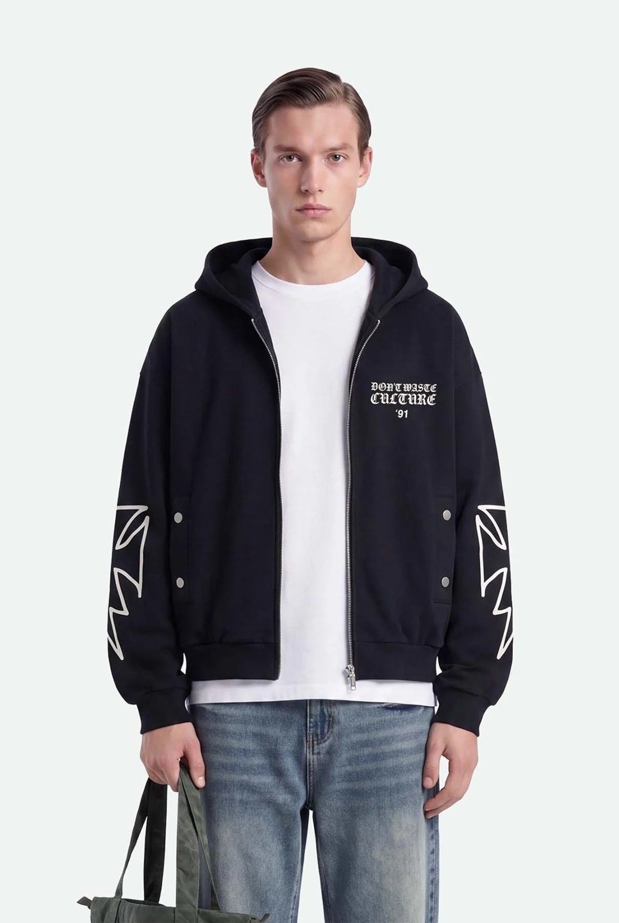 DON'T WASTE CULTURE VELO ZIPPER HOODIE | BLACK