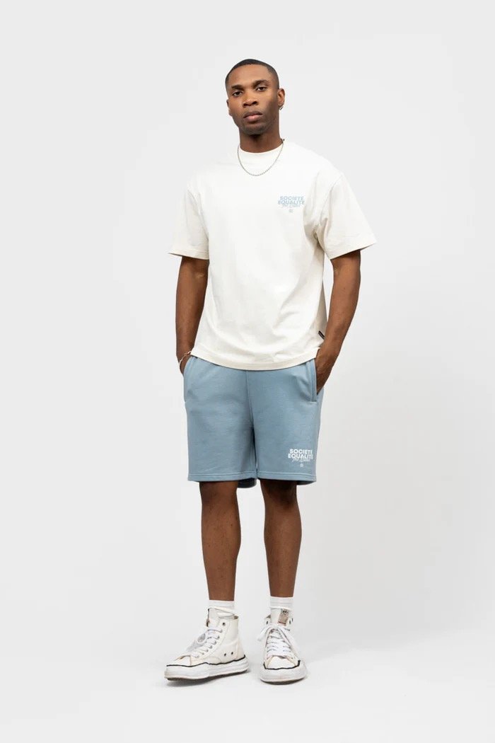 EQUALITÉ SOCIETÉ 2.0 OVERSIZED TEE OFF-WHITE & LIGHT BLUE