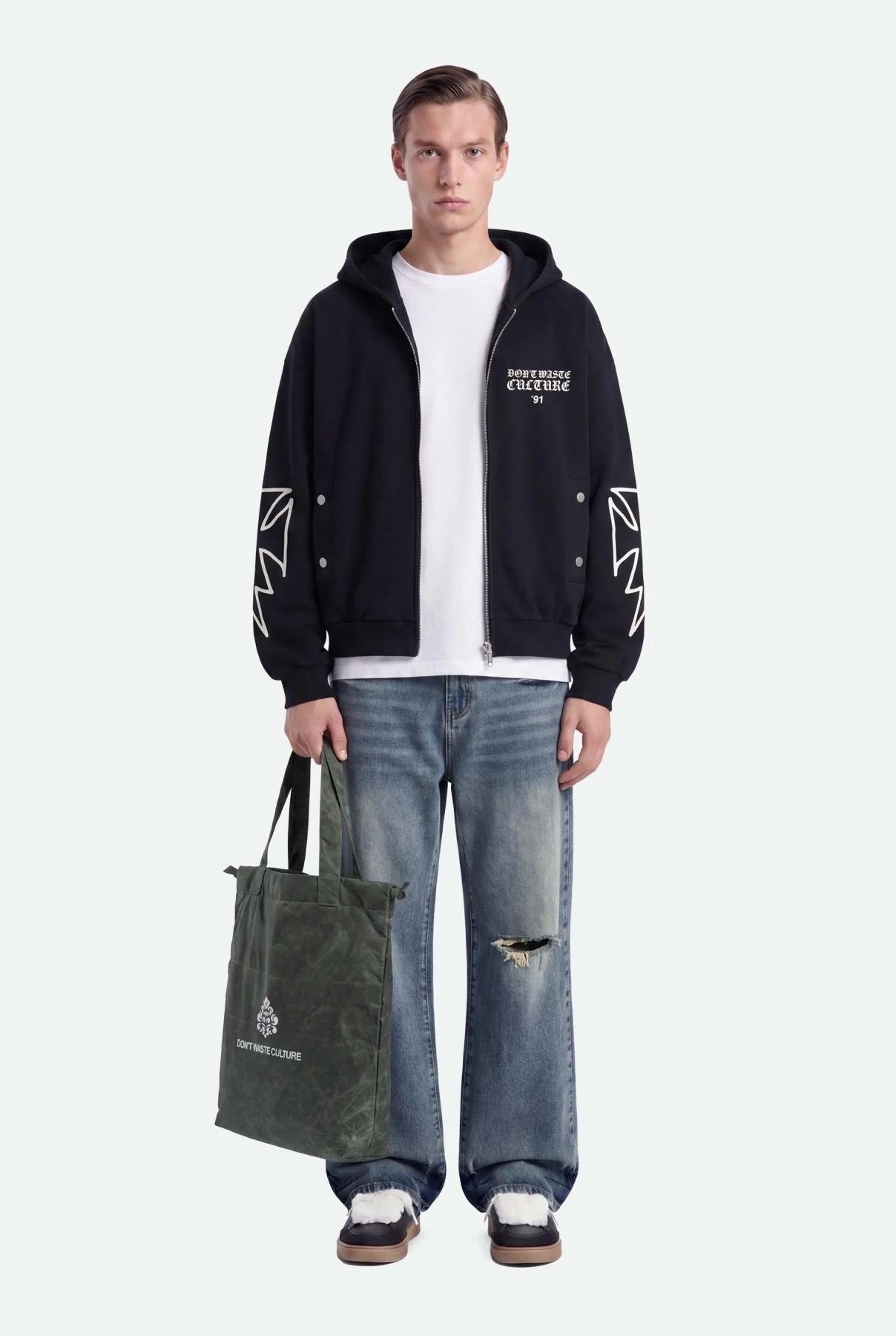 DON'T WASTE CULTURE VELO ZIPPER HOODIE | BLACK