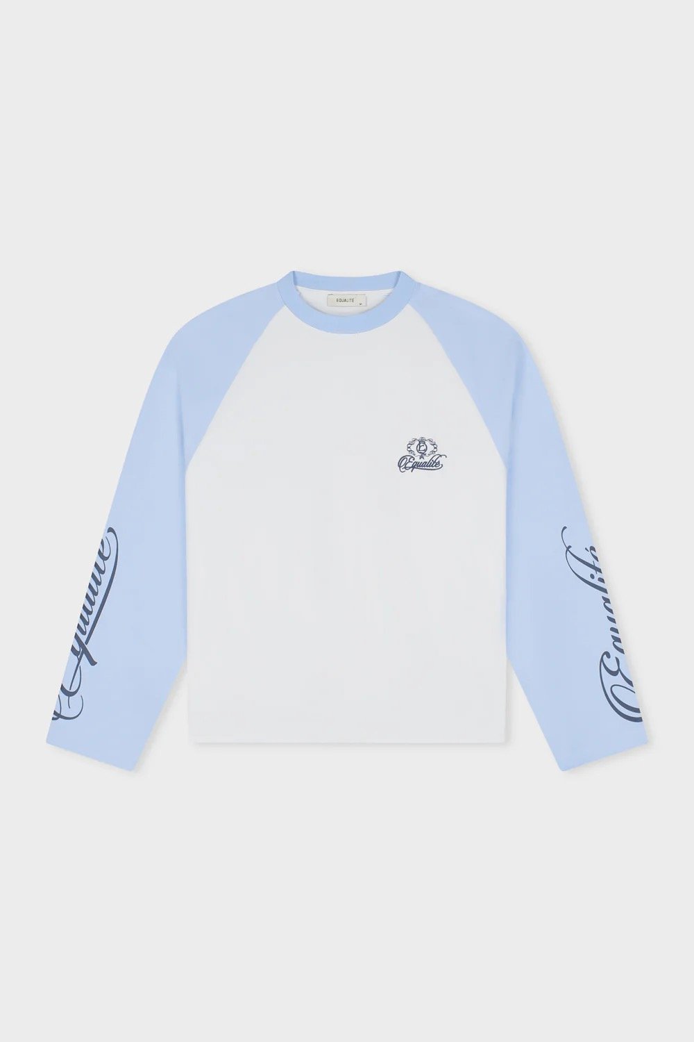 EQUALITÉ JETT RAGLAN LONGSLEEVE TEE WHITE & LIGHT BLUE