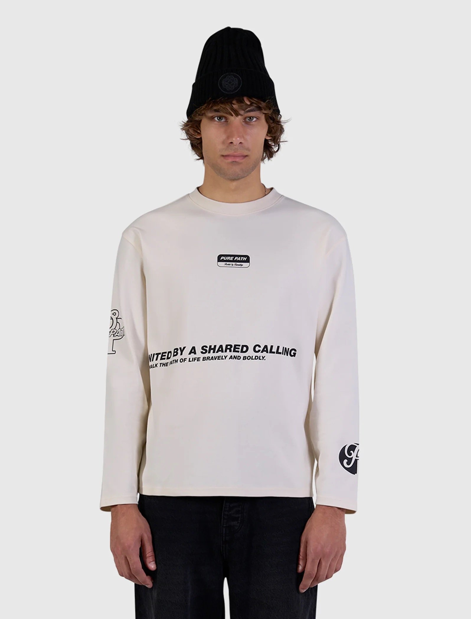 PURE PATH UNITED LONGSLEEVE T-SHIRT ECRU 26030105