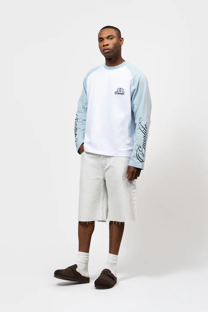 EQUALITÉ JETT RAGLAN LONGSLEEVE TEE WHITE & LIGHT BLUE