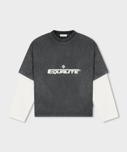 EQUALITÉ ENZO DOUBLE LAYER LONGSLEEVE TEE WASHED GREY & WHITE
