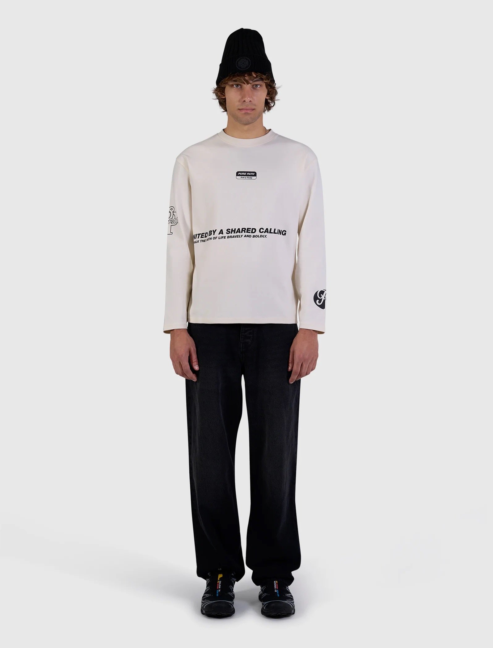 PURE PATH UNITED LONGSLEEVE T-SHIRT ECRU 26030105