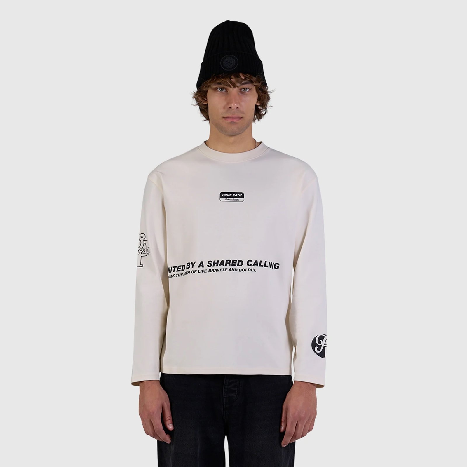 PURE PATH UNITED LONGSLEEVE T-SHIRT ECRU 26030105
