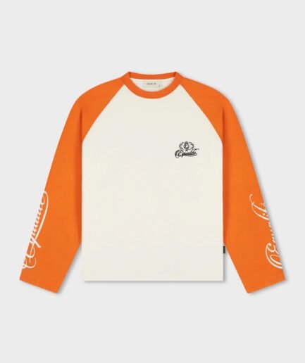 EQUALITÉ JETT RAGLAN LONGSLEEVE TEE OFF-WHITE & ORANGE
