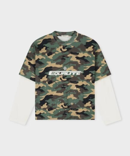 EQUALITÉ ENZO DOUBLE LAYER LONGSLEEVE TEE CAMO & OFF-WHITE
