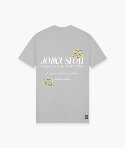 JORCUSTOM FLOWERS SLIM FIT T-SHIRT LIGHTGREY