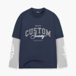 JORCUSTOM CUSTOMSOCIETY DOUBLE LAYERED LONGSLEEVE T-SHIRT MIDNIGHTBLUE-LIGHTGREY