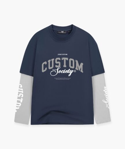 JORCUSTOM CUSTOMSOCIETY DOUBLE LAYERED LONGSLEEVE T-SHIRT MIDNIGHTBLUE-LIGHTGREY