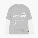 JORCUSTOM FLOWERS DOUBLE LAYERED LONGSLEEVE T-SHIRT LIGHTGREY-WHITE