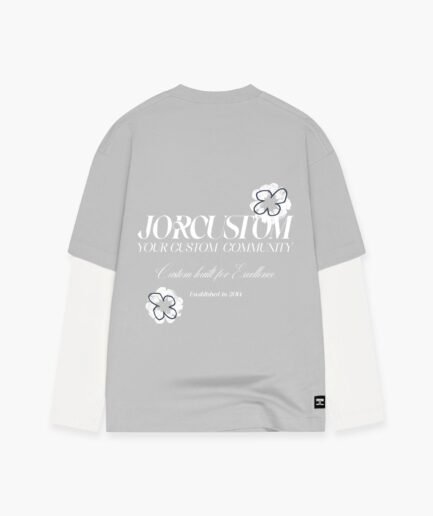 JORCUSTOM FLOWERS DOUBLE LAYERED LONGSLEEVE T-SHIRT LIGHTGREY-WHITE