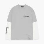 JORCUSTOM STITCHED DOUBLE LAYERED LONGSLEEVE T-SHIRT LIGHTGREY-WHITE