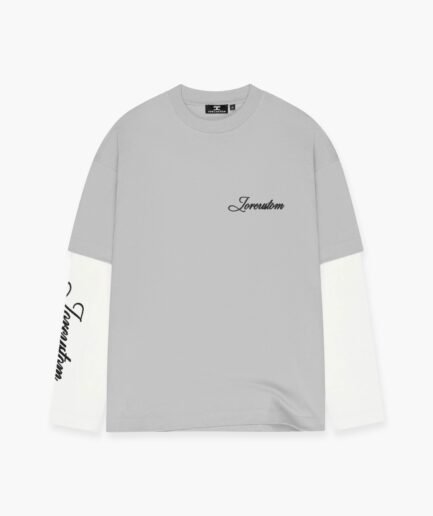 JORCUSTOM STITCHED DOUBLE LAYERED LONGSLEEVE T-SHIRT LIGHTGREY-WHITE