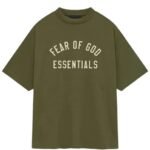FEAR OF GOD ESSENTIALS JERSEY CREWNECK T-SHIRT - MILITARY