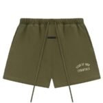 FEAR OF GOD ESSENTIALS FLEECE SOCCER SHORTS - MILITARY