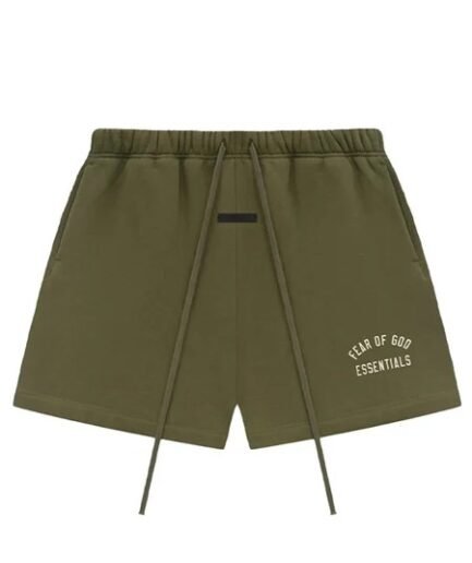 FEAR OF GOD ESSENTIALS FLEECE SOCCER SHORTS - MILITARY