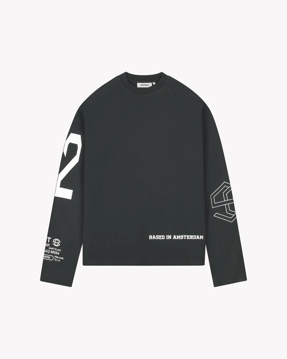 SAINT BLANC MULTI LOGO RAGLAN LONGSHIRT BLACK