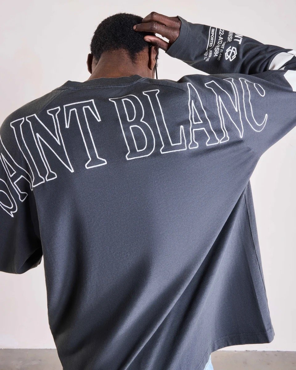 SAINT BLANC MULTI LOGO RAGLAN LONGSHIRT BLACK